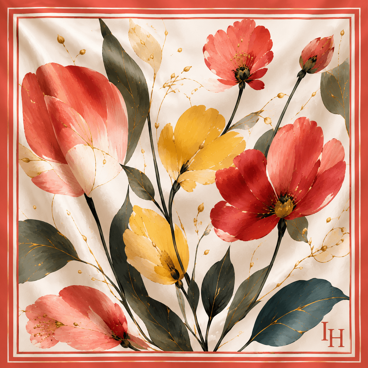 Summer Garden - 100% Mulberry Silk Scarf