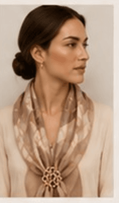 A long lotus-pond silk scarf in warm taupe