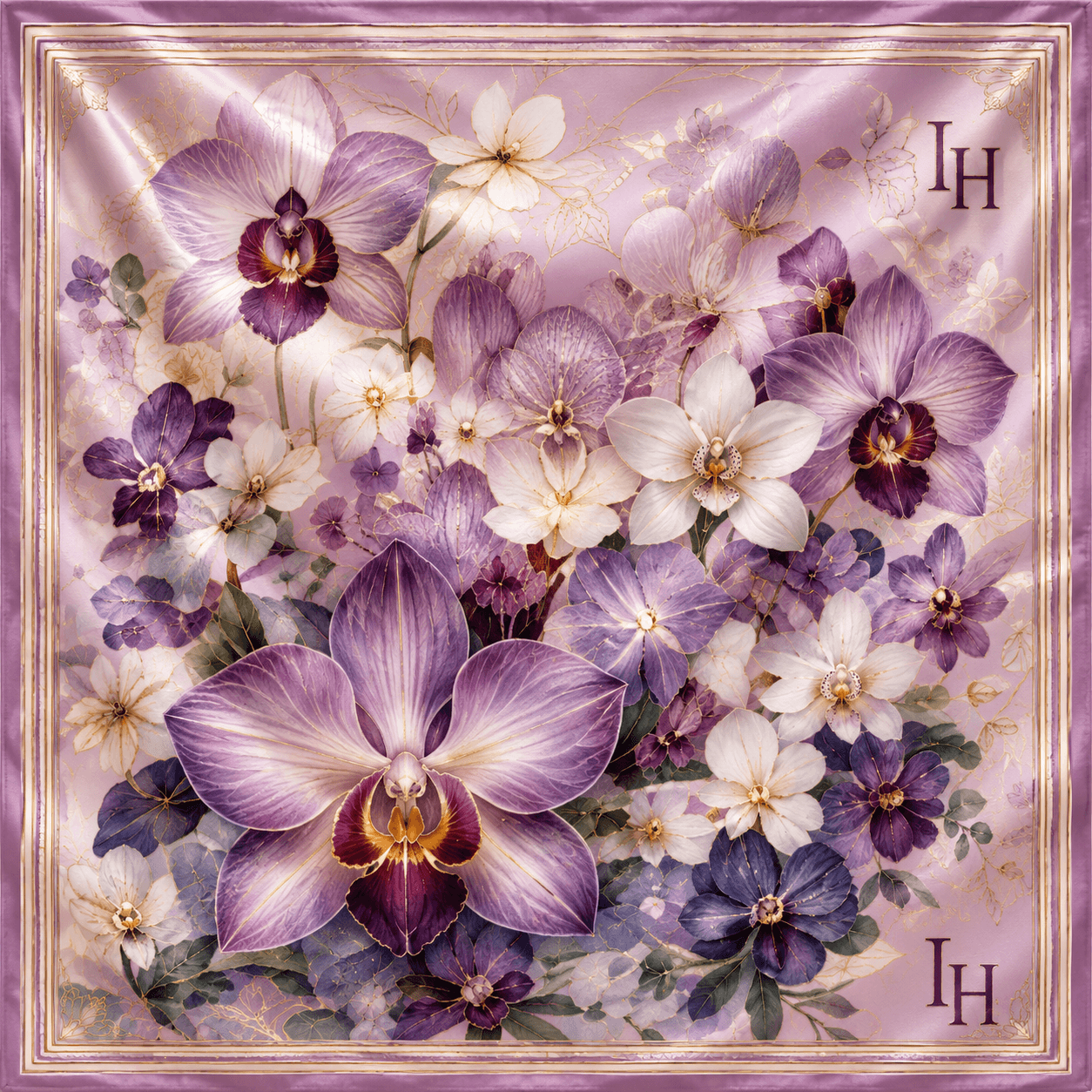 Orchid Elegance - 100% Mulberry Silk Scarf